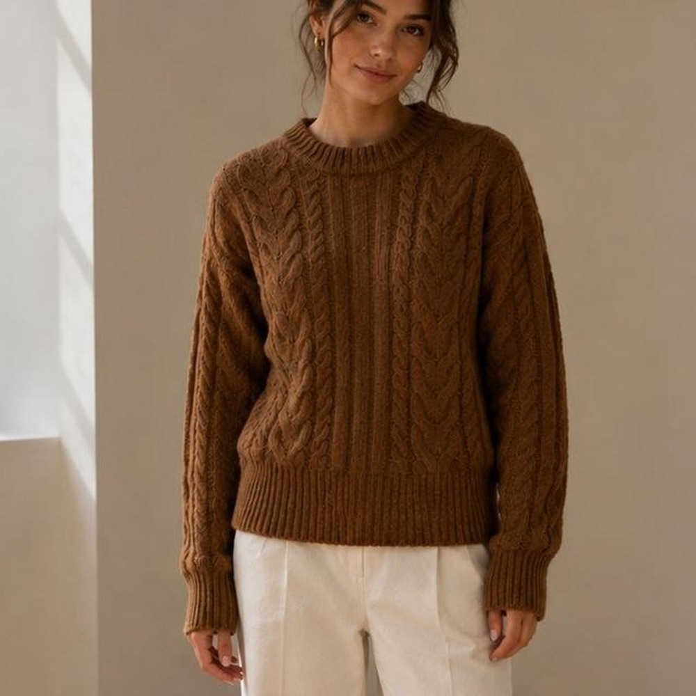 A New Day brown cable knit sweater